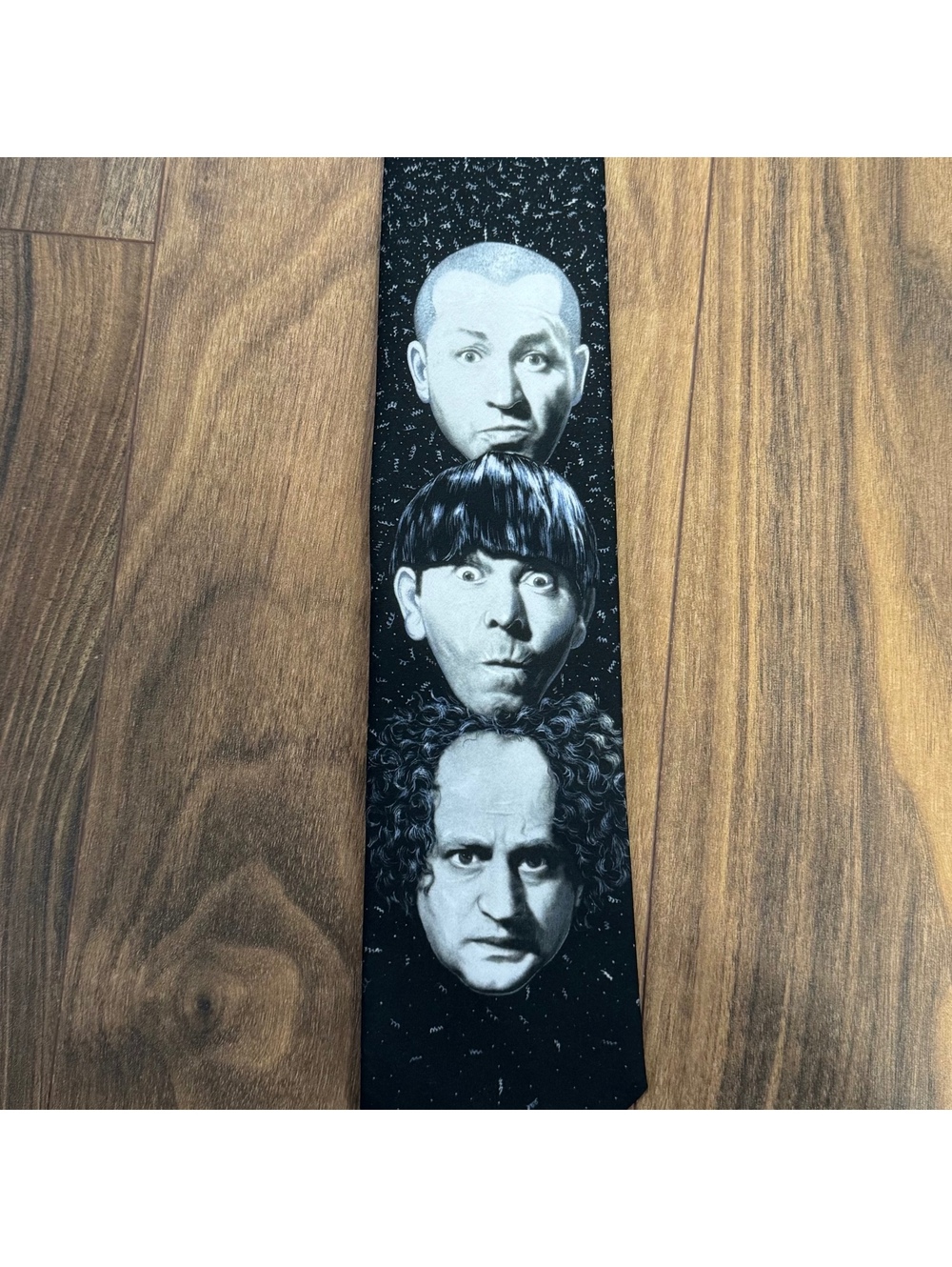Vintage 1996 Ralph Marlin The Three Stooges Necktie Moe Larry Curly Black